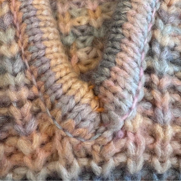 Aerie Oversized Striped Knit Kangaroo Pocket Hooded Sweater - Pink/Gray, Size XS - Picture 12 of 14